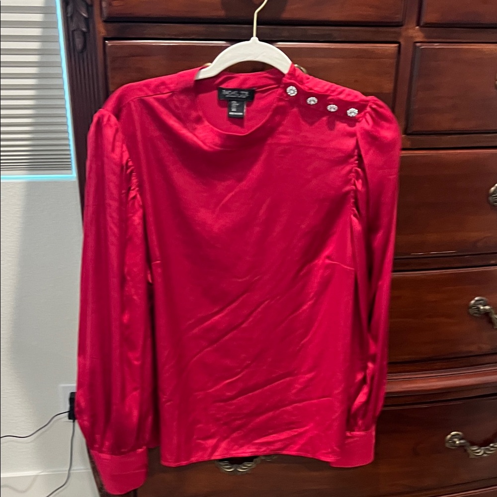 Rachel Zoe Red Blouse with Button Detail